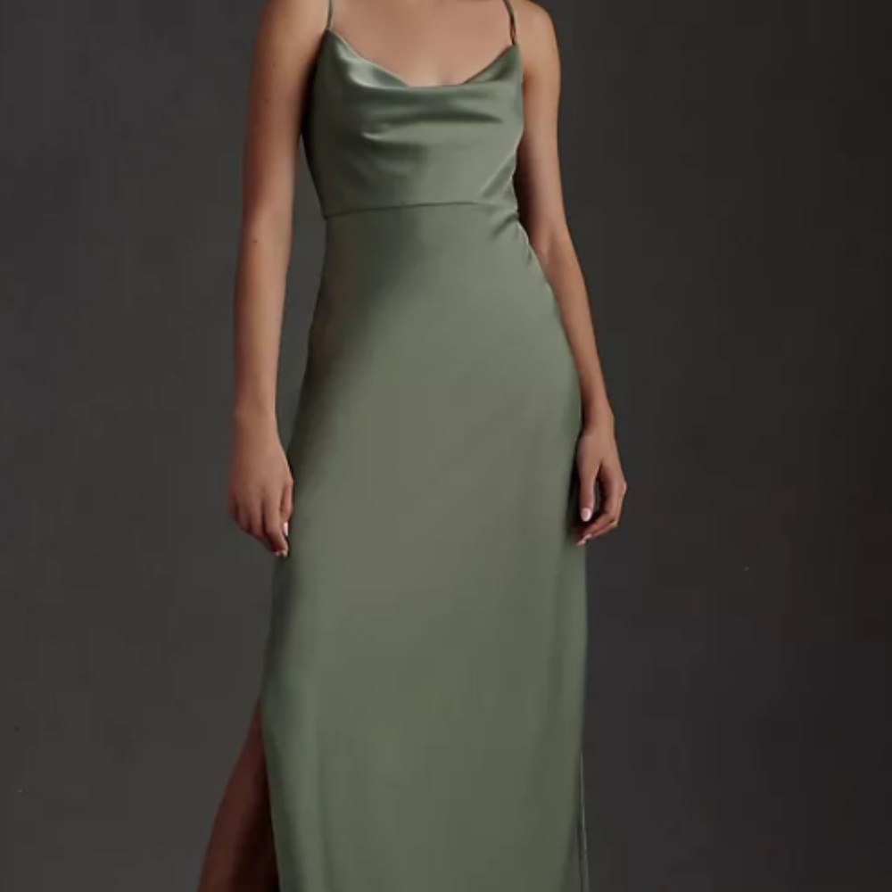 BHLDN by Anthropologie CALI Satin Cowl-Neck Midi Dress